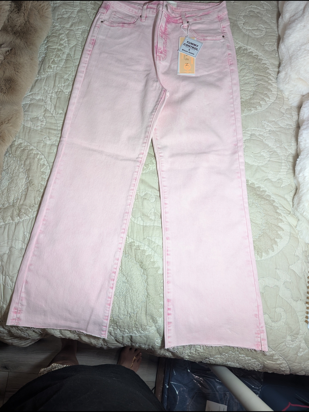 Risen High-Rise Pink Wide-Leg Jeans